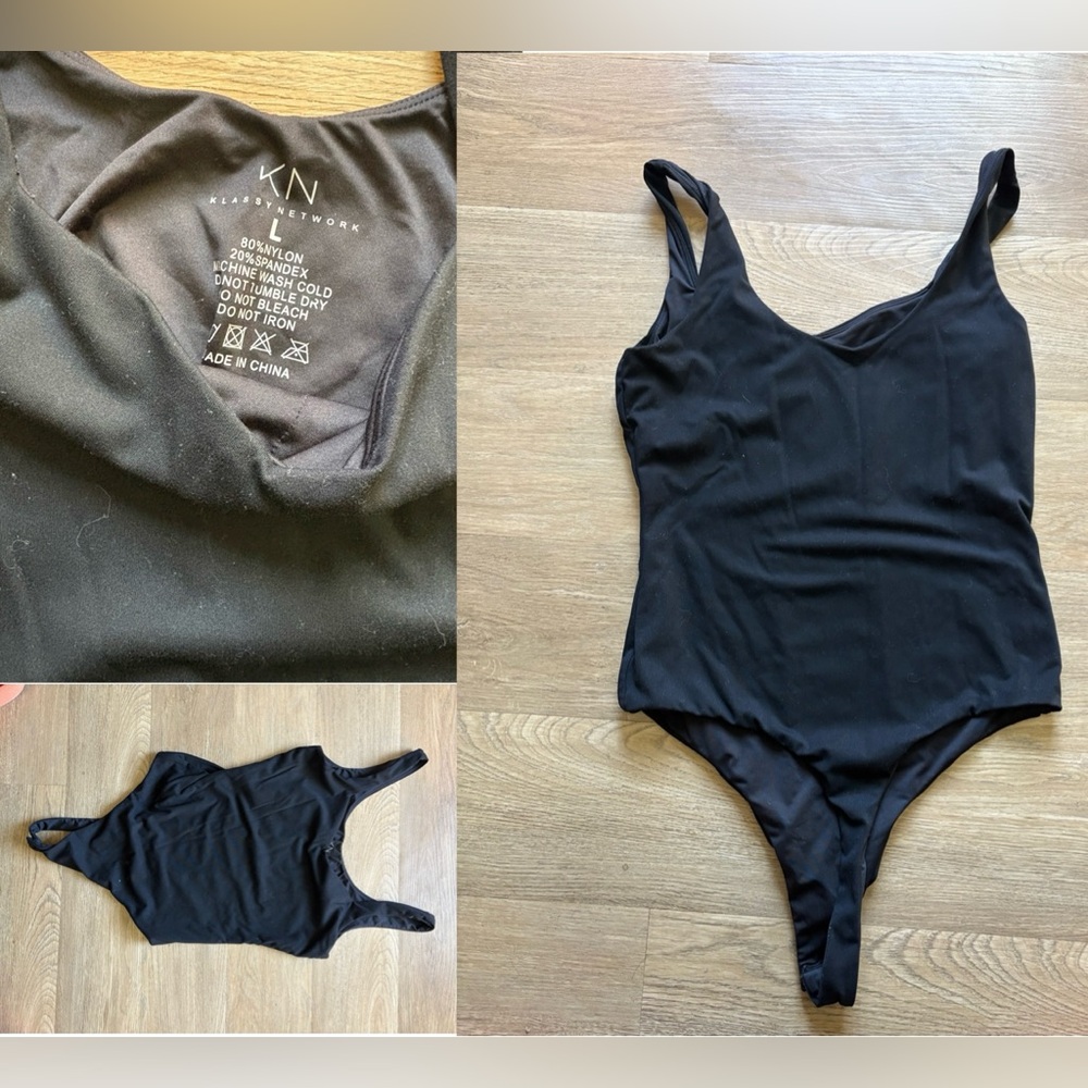 Klassy Network Sweetheart Neckline Black Bodysuit with Built In Bra
